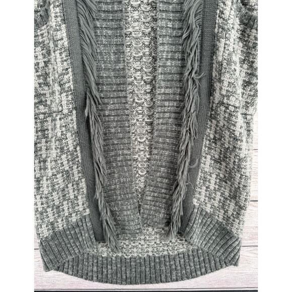 Trouve Open Front Fringe Hem Duster Cardigan Sweater Women's Small‎ Gray - Picture 3 of 12